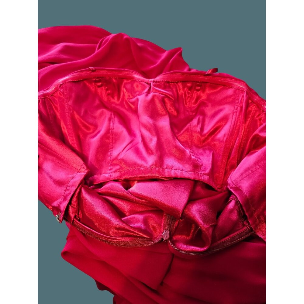 Aidan Mattox Silk Strapless Long Red Pinkish Gown Women Size 4 Formal Prom - Picture 8 of 10